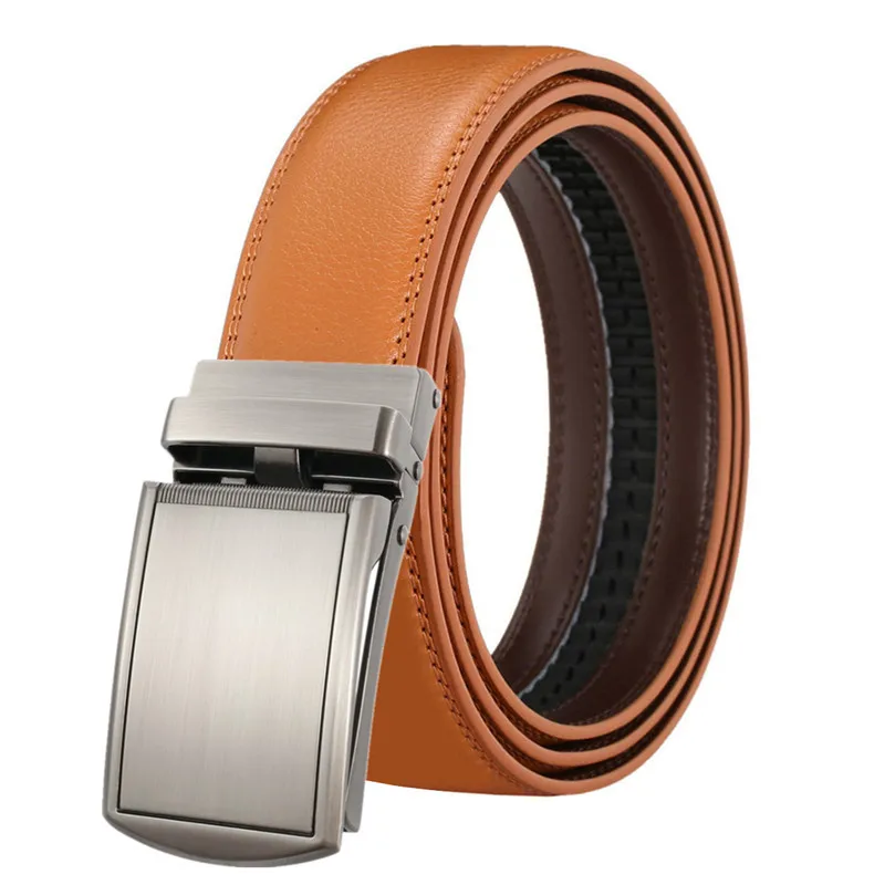 

LannyQveen New Genuine Leather Belt Cowskin Men's Automatic buckle belts cowhide Belt for men Casual High quality