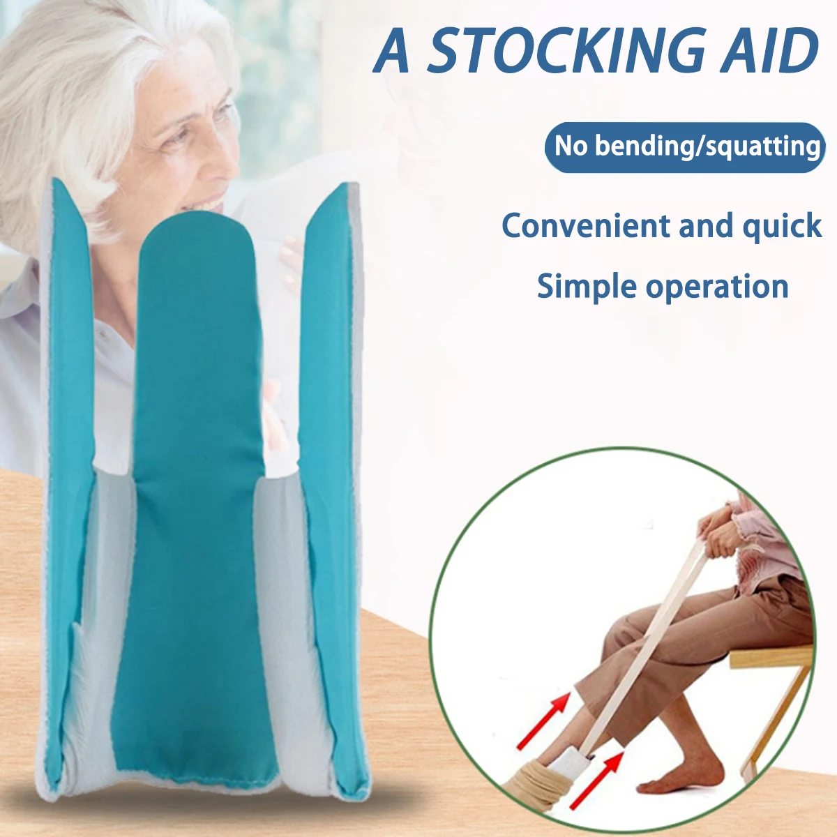 Green auxiliary sock dressing tool, no need to bend over to dress socks, convenient sock dressing tool for pregnant women, 1 set