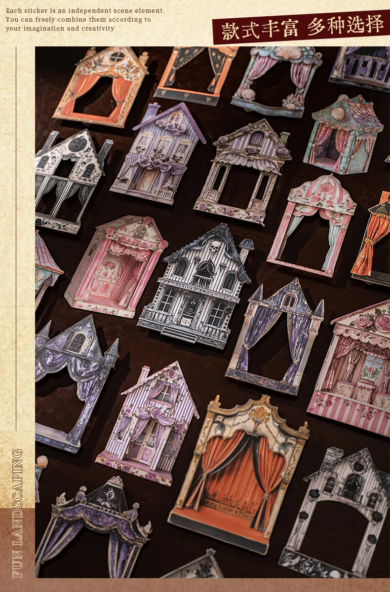 Journal GO 10 Stück süße Puppenhaus-Aufkleber für Bastelarbeiten, Kartenherstellung, Materialien, harte Karten, Journaling, Scrapbooking, DIY-Zubehör – Detail 7