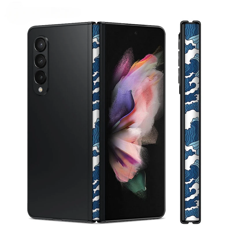 Cerniera Mimetica Pelle Per Samsung Galaxy Z Fold 5 4 3 2 5G Pellicola Protettiva Laterale Copertura Camo Border Wrap Protection Sticker