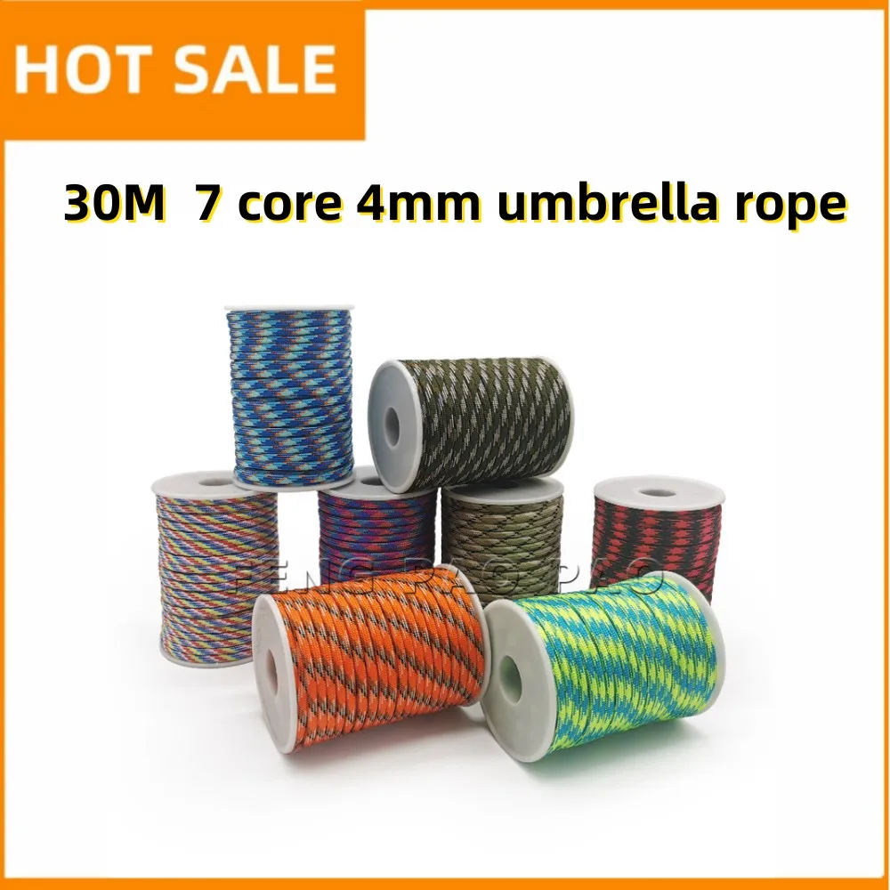 

5M/15M/30M 7-Core 550 Paracord 4mm Parachute Cord Outdoor Camping survival Rope kit Umbrella Tent Lanyard Strap Clothesline