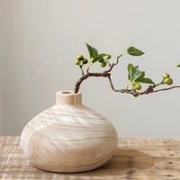 Vase Decoration Office Decoration，Solid Wood Black Desktop Decoration Nordic Style Home Decor Natural Wood Color DIY Vase 2