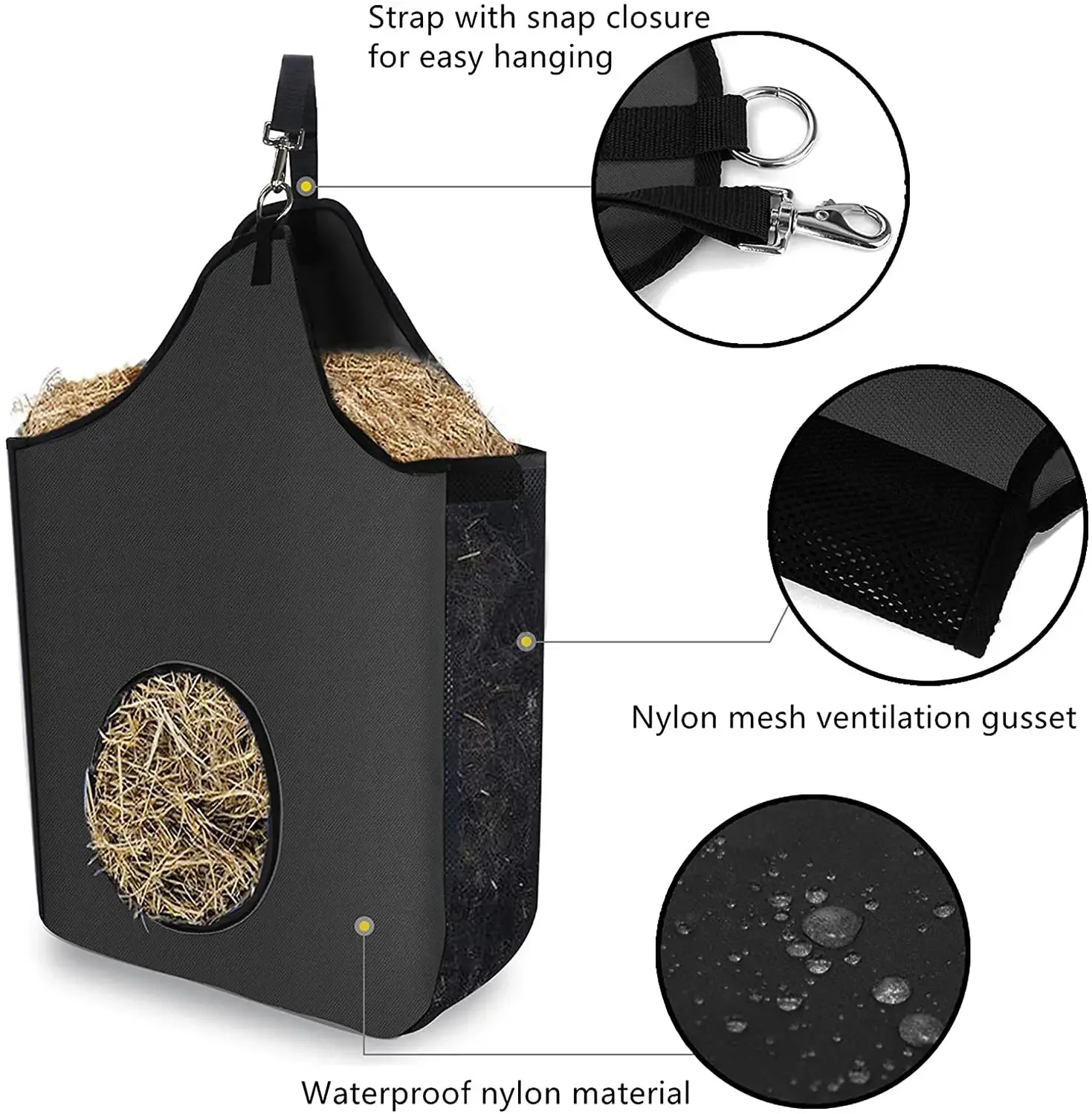 Hay Bag for Horse Pouch Oxford Feeding Waterproof Animals Feeder Hay Sheep Horse Accessories Equestrian Equipment Farm Supplies 3