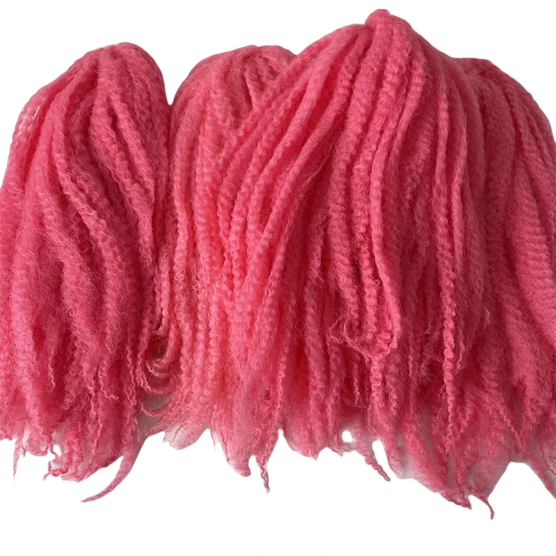 6 Packs Synthetic Bulk Hair Replacement Pink Color Mary Braids Hair Extensions Root Afro 6mm Wave for Black Men