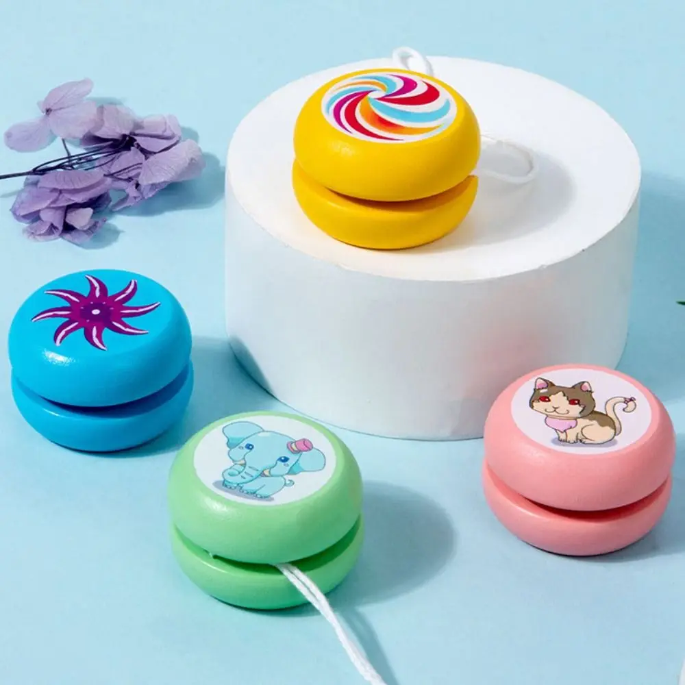 Fashion Wooden 2A Yoyo Toy Brainstorming Beginner Yoyo Ball Concentration Cartoon Nostalgic Toys for Children