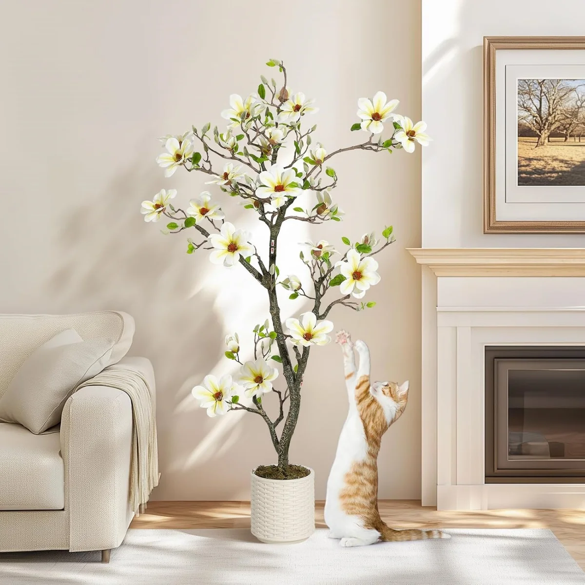 120 cm/150 cm/180 cm hoher künstlicher Magnolienbaum, künstliche Magnolienpflanze, künstliche Blumenbäume, künstliche Pflanzen für die Dekoration zu Hause und im Büro – Detail 11