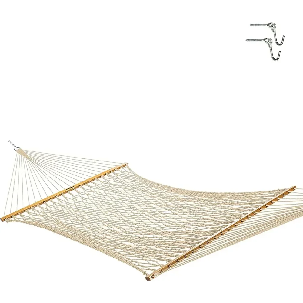 

Hammock, Large Oatmeal Rope Hammock with Free Extension Chains & Tree Hooks, Accommodates 2 People, 13 Ft. X 55 in Hammock