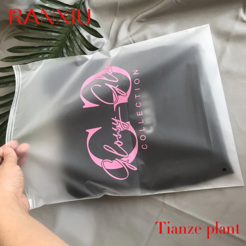 Custom Custom Matte/Frosted Biodegradable Plastic Packaging Zipper Bags, T Shirt Swimwear Zip Lock Clothing Bags With Logo