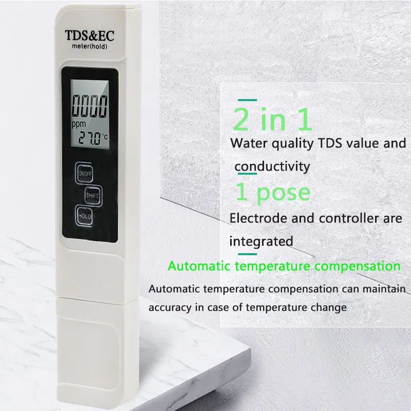 OW‑1387 2 en 1 probador de calidad del agua EC TDS Medidor multifuncional  de dureza del agua Medidor multifuncional con temperatura compensada