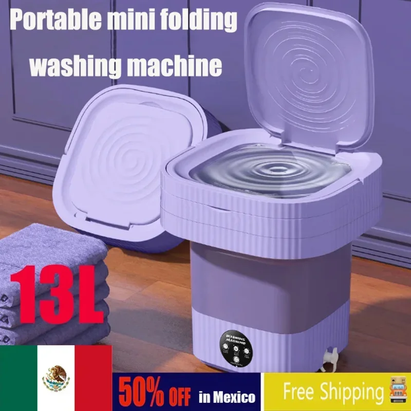 

Mini Folding Washing Machines Portable 13L Socks Underwear Panties Retractable Automatic Washing Machine Travel Home Bra Washer