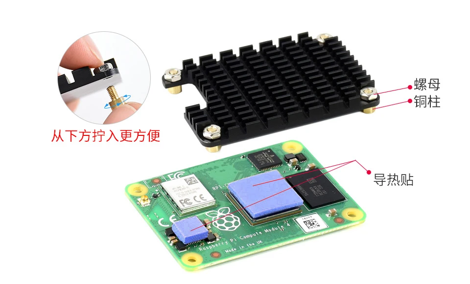 Aluminium-Kühlkörper für Raspberry Pi CM4 mit Silikon-Thermopad, Passivkühlung für Raspberry Pi Compute Module 4 – Detail 6