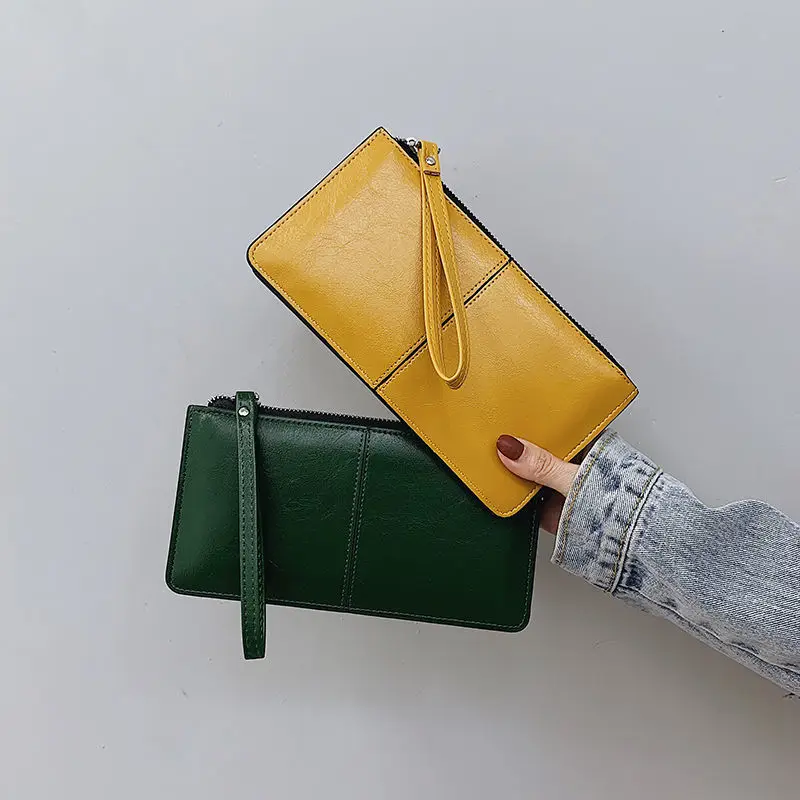 Yogodlns Fashion Solid Color Wallet Female PU Leather Handbag Long Zipper Clutch Card Holder Coin Purse Multi-layer Phone Bag