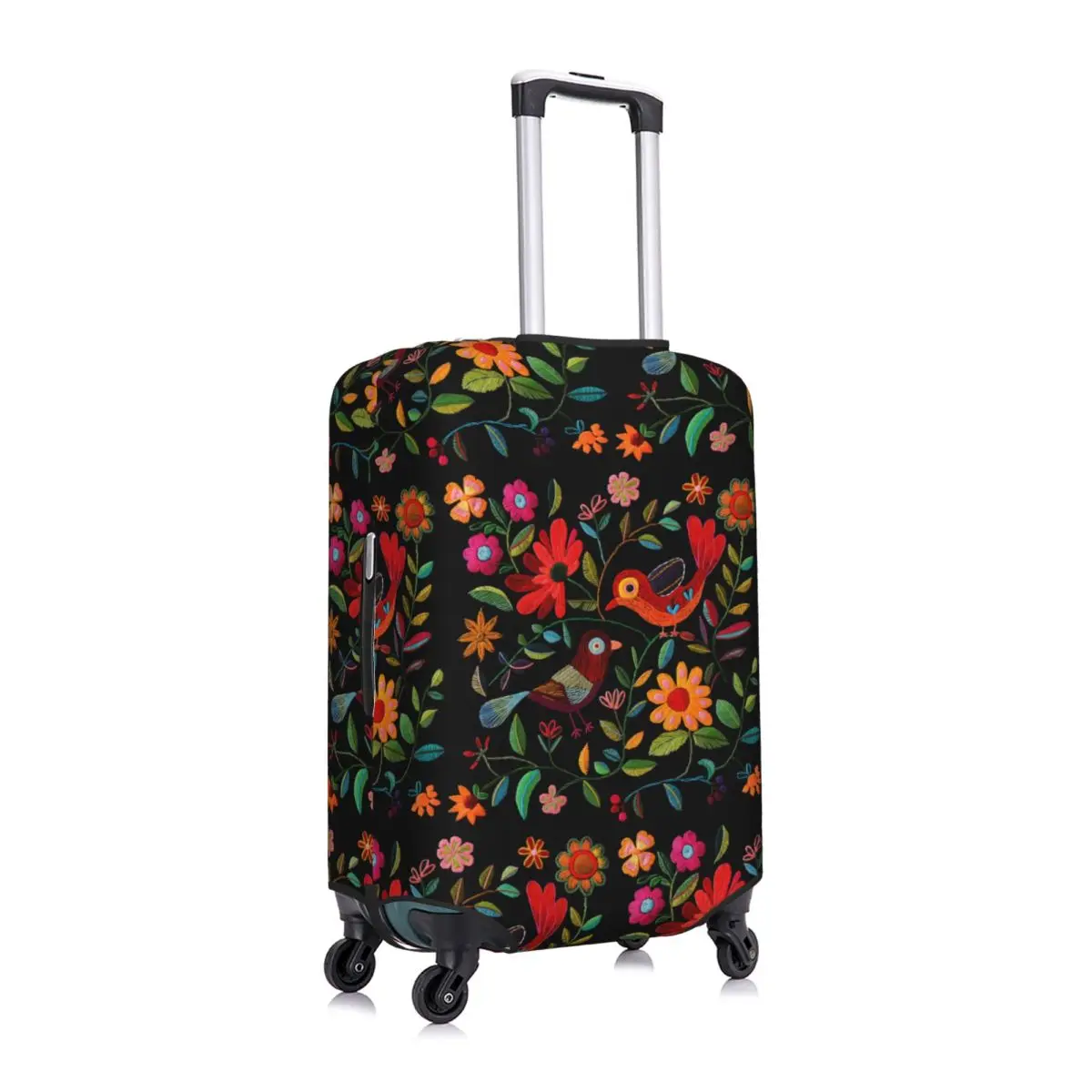 Mexican Otomi Art Birds Flowers Suitcase Cover Elastic Travel Luggage Covers for 18-32 inch