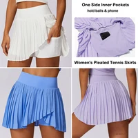VITALINOVO Women's High Waisted Pleated Tennis Skirts with Pockets Tummy Control Casual Liner Skorts A Line Workout Golf Skirts - Image 5