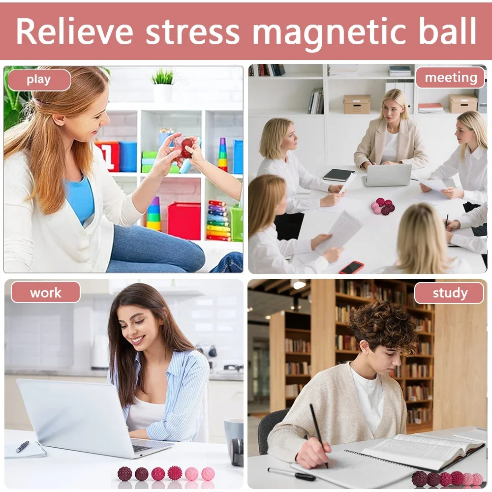 Upgraded Second Generation Autism Calming Toy Kid Adults Relief Stress Sensory Toy Silicone Magneti Balls Fidget Toy Worry Balls