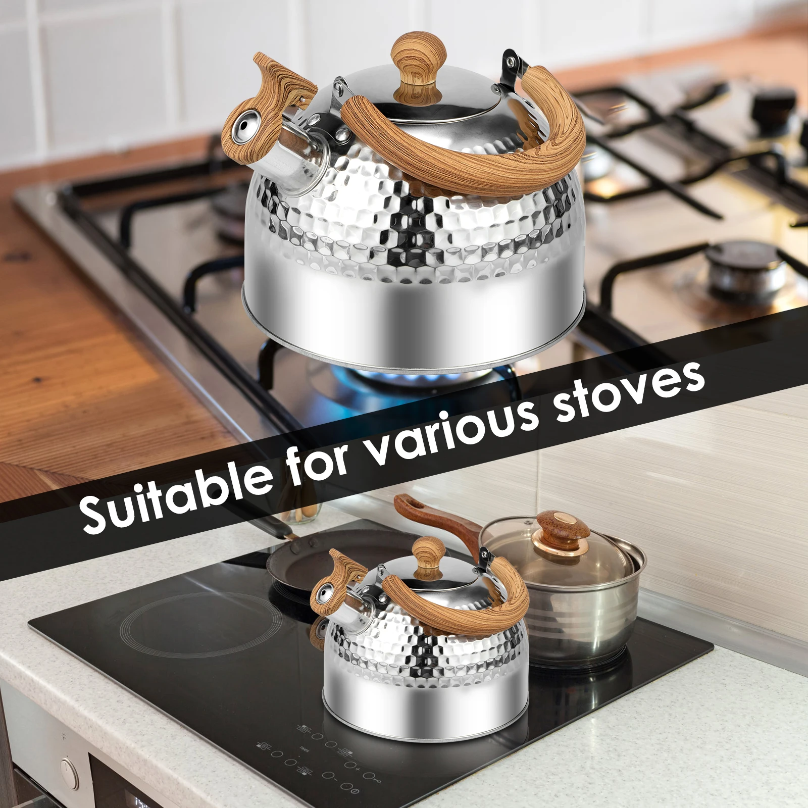 Tea Kettle 3/2L Anti-scald Handle Food Grade Stainless Steel Stove Top Rustproof Whistling whistling teapot