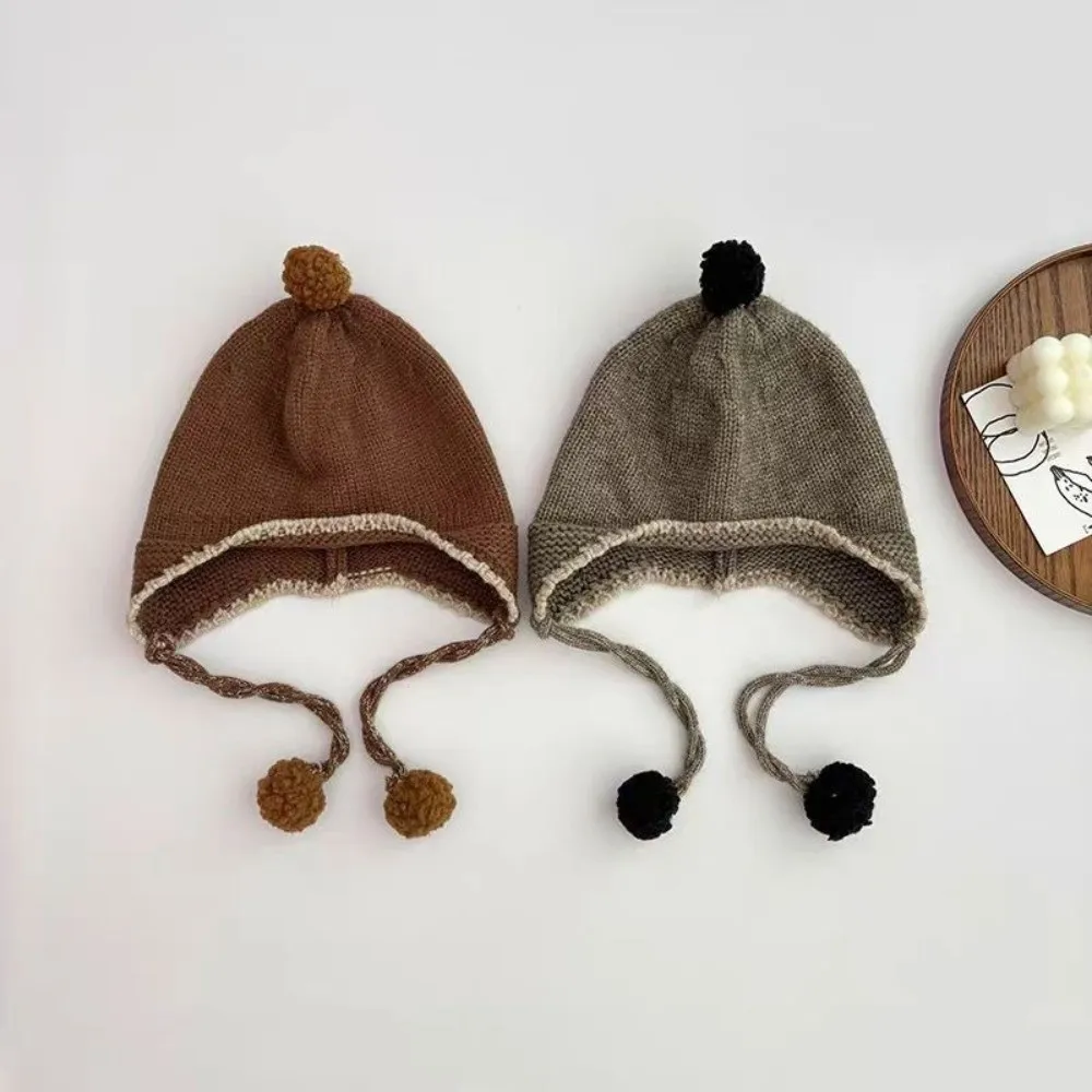 Polyester Fiber Kids Ear Protection Beanie Hat for Cold Weather