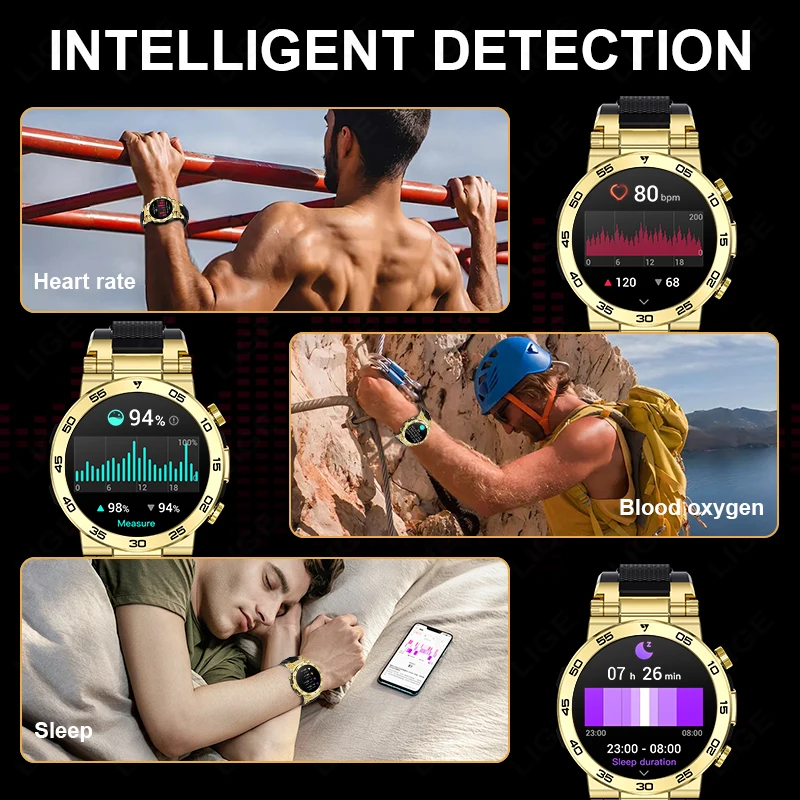 2025 LED Bluetooth Call Smart Watch Men Outdoor Sports Full Touch Screen Health Monitoring Waterproof Smartwatch For IOS Android