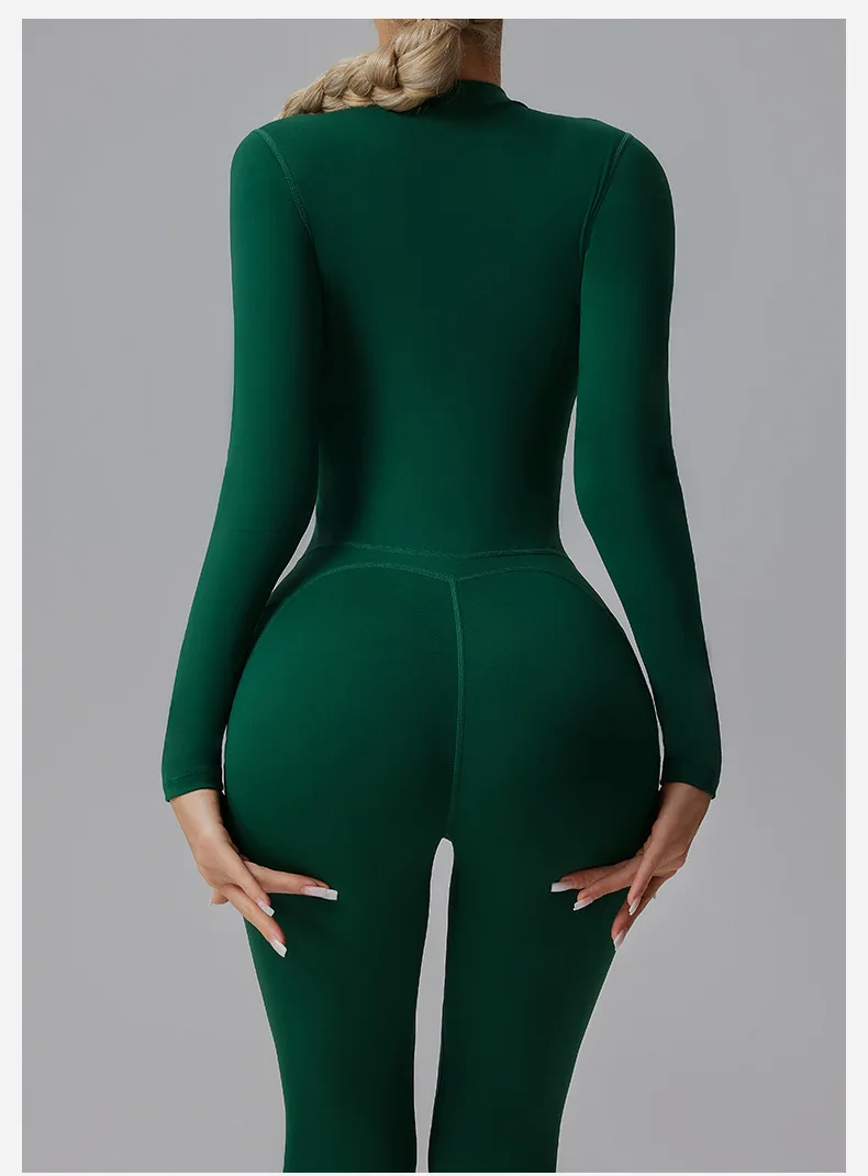Naked Feel Yoga Unitard with Half Zip, Slimming Dance Bodysuit for Women, Seamless Gym Wear One Piece Workout Suit Spring Autumn
