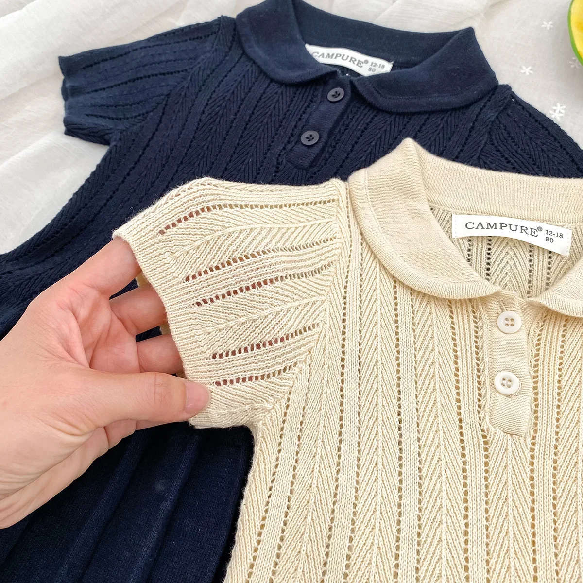 Kids Girls Knit Hollow Out Pleated Dress