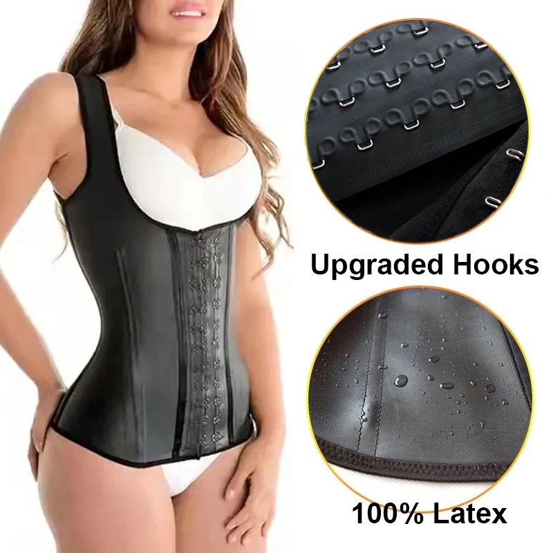 High Compression Waist Trainer Firm Control Body Shapewear Women Latex Sports Vest Slimming Corset Steel Bone Fajas Colombianas body shaper waist trainer