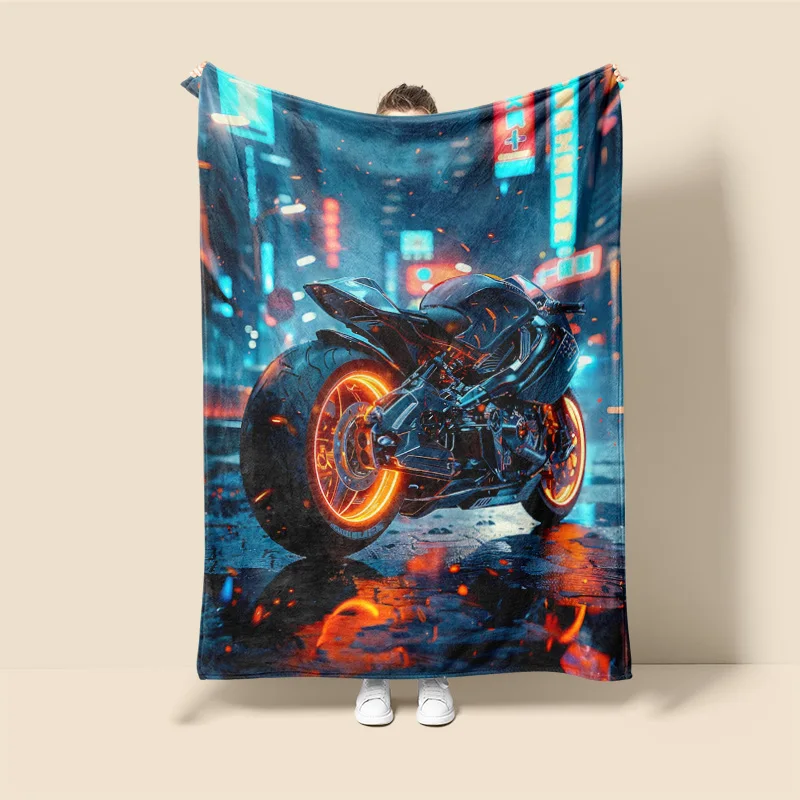 Car Illustration Blanket Warm Sofa Bed Blanket Bedroom Home Office Nap Cover Blanket Machine Washable Home Decoration 4