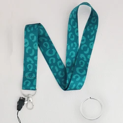 Chic Green Leopard Teacher Lanyard with Keychain and ID Holder (Green)