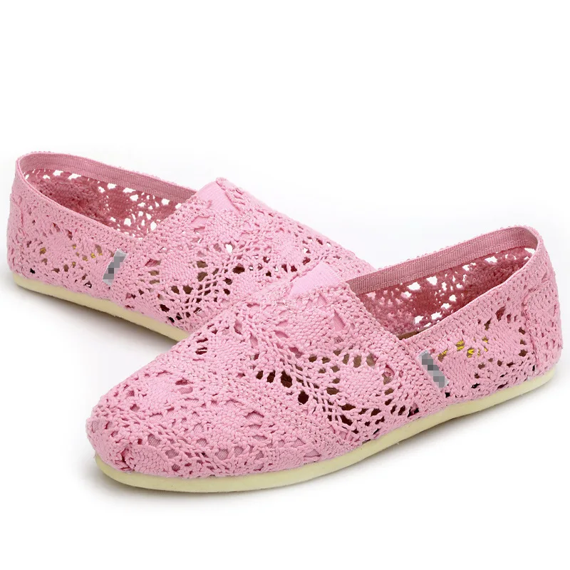 Breathable Round Toe Casual Sneaker Lace Mesh Hollow Out Fashion Elegant Comfortable Flat Women's Summer Shoes