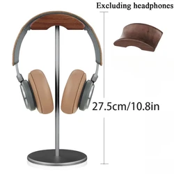 Elegant Black Walnut & Aluminum Headphone Stand with Solid Metal Base (Grey)
