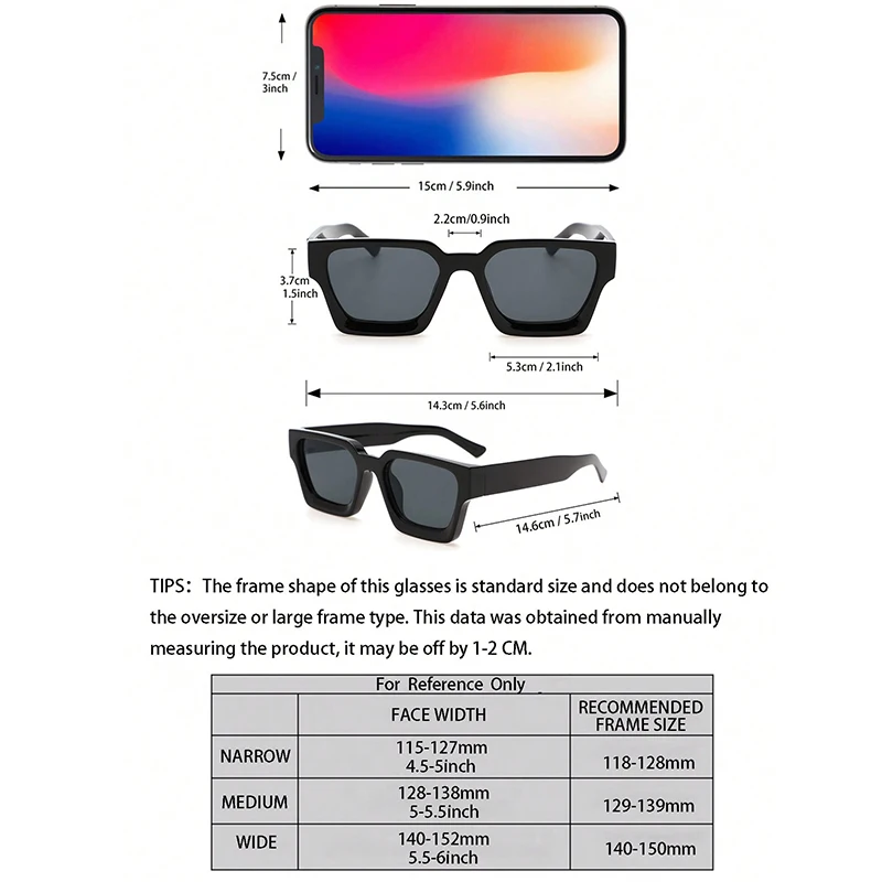 2PCS Plastic Fashion Rectangular Frame Women Sunglasses For Daily Life Men Eyewear Rave Party Daily Life  Accessories. 5