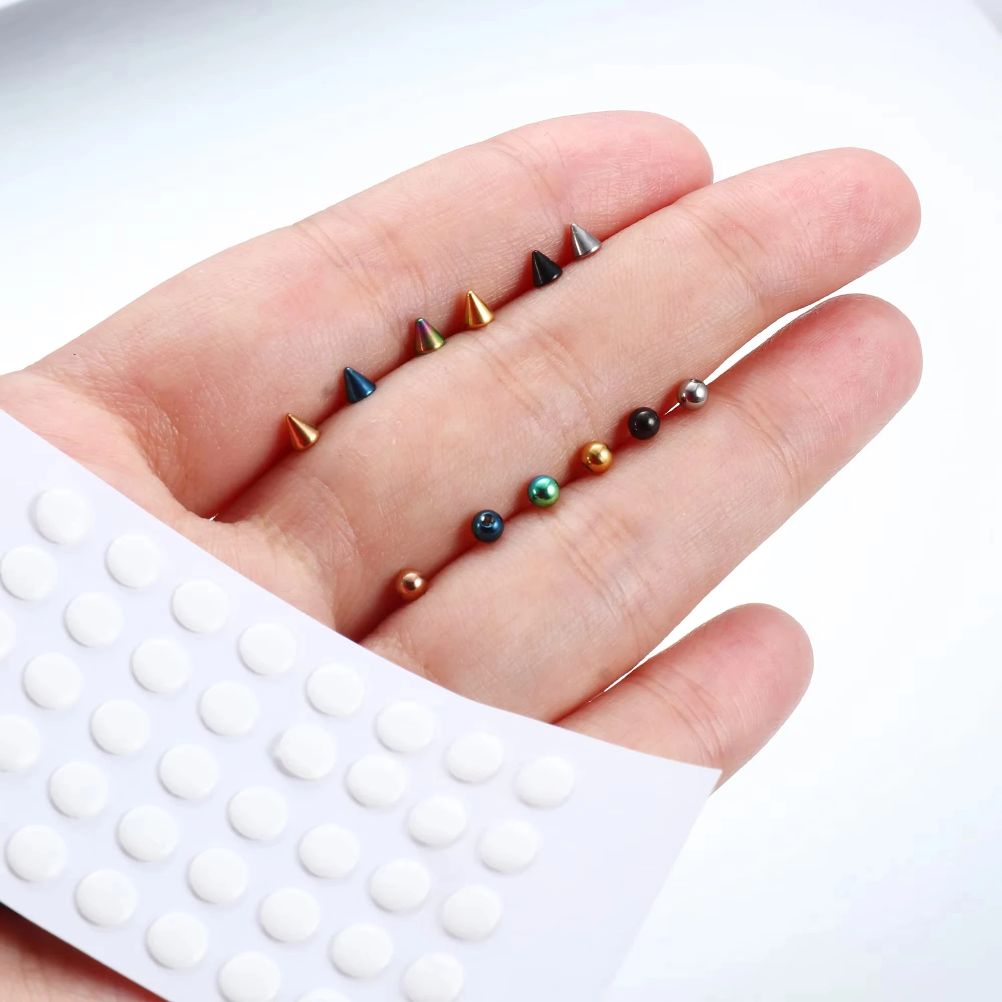 Fake Lip Ring, Nose Ring, Eyebrow Ring, Dimple Sticker Face, Ball/Cone