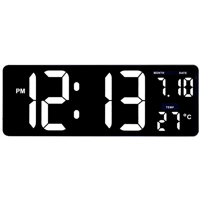 

Светодиодные цифровые настенные часы, Подвесные/настосветодиодный часы с большим экраном, календарем, датчиком температуры, украшение дома, гостиной, офиса