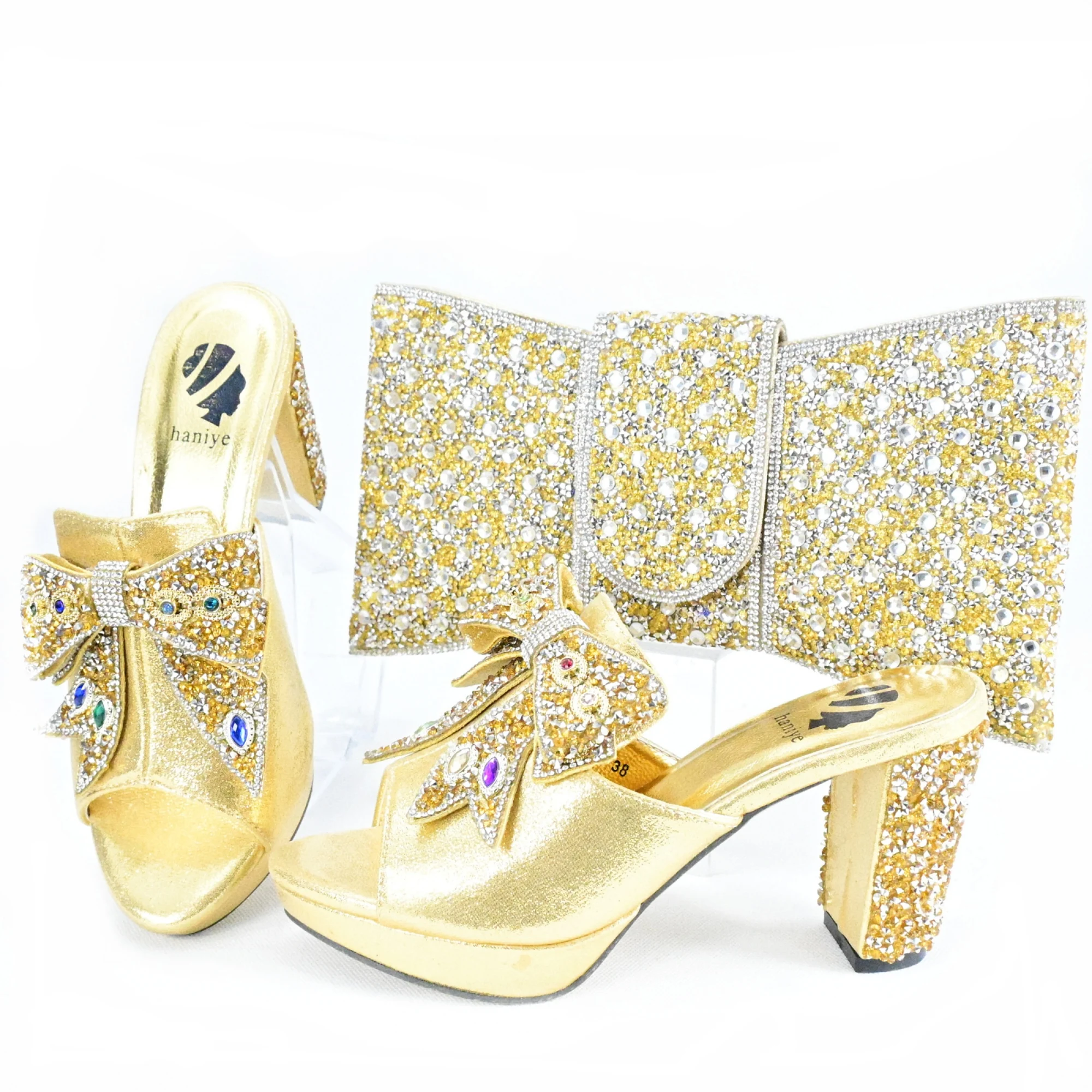 

Doershow nice African Shoes And Bag Matching Set With GOLD Hot Selling Women Italian Shoes And Bag Set For Party Wedding HAS1-2