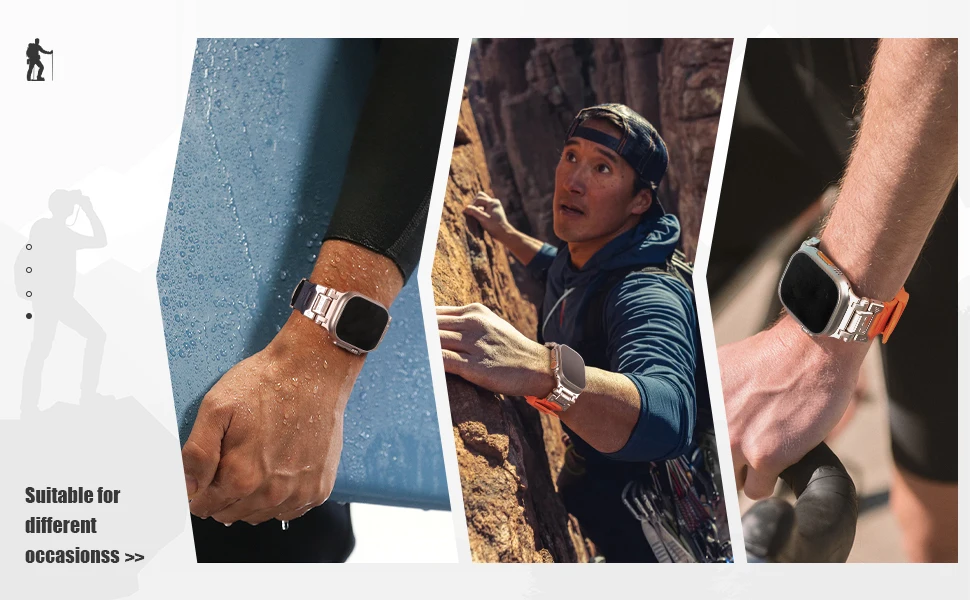 Silicone Strap For Apple Watch Band 44mm 49mm 45mm 42mm Rugged metal+rubber Bracelet iWatch Series 9 6 5 3 7 8 SE Ultra 2 bands