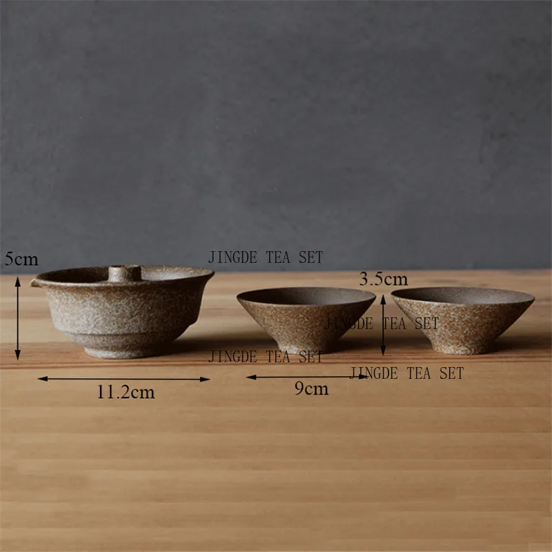 Ceramic portable travel tea set Kung Fu 1 pot 2 cups home office water cup Japanese retro lid bowl