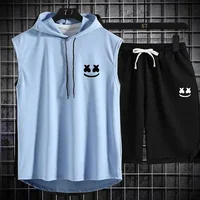 Ensemble deux pièces de marque d'été pour hommes, t-shirt et Short décontractés, costume de sport pour hommes, mode, survêtement à manches courtes, T-shirt à capuche 6
