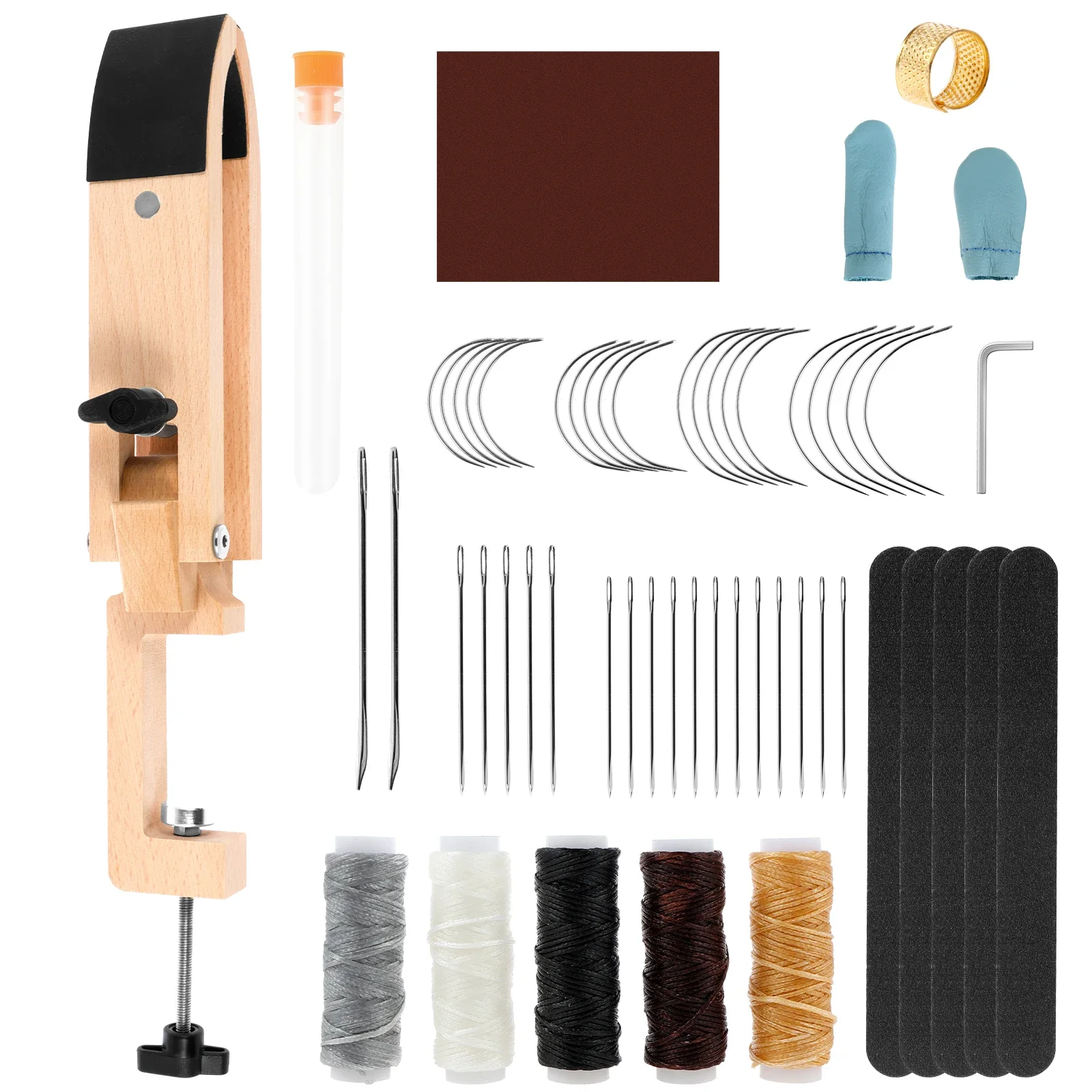 Stitch Pony Wood Leather Pony Foldable Table Desktop Stitching Horse Clamp Adjustable Leather Sewing Working Tools