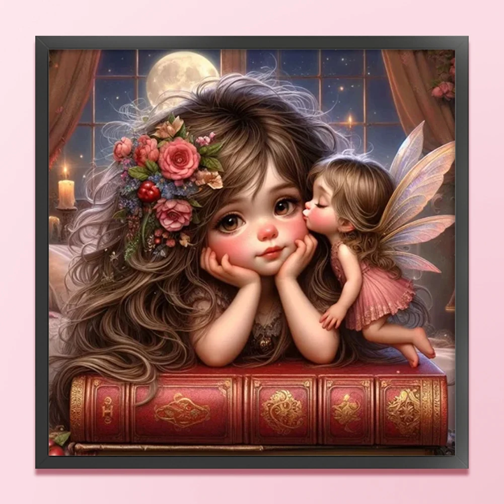 Cross Stitch Kit Full Embroidery Eco-cotton Thread 11CT Printed Girl 40x40cm