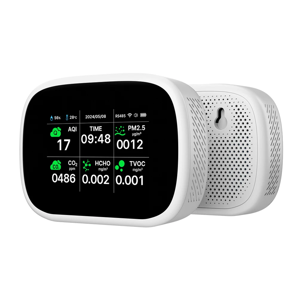 Rilevatore Qualità Aria 5 In 1 – Monitor HCHO, TVOC, Temperatura E Umidità Con Display 1,9'' E Sensore A Semiconduttore, Portatile Per Casa E Auto