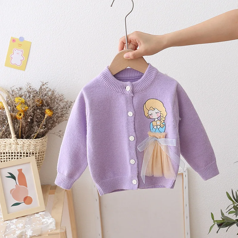 

Children's Clothing New Children's Sweater Spring and Autumn Korean Version of The Baby Sweater Girl Cartoon Cardigan