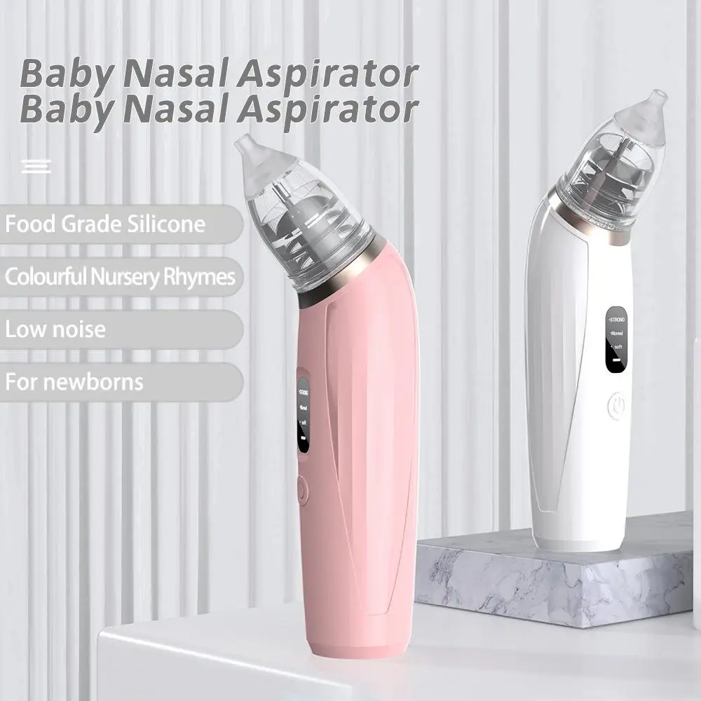 Electric Baby Nasal Aspirator Low Noise 3 Suction Levels Rechargeable Nose Sucker Cleaner Snot Booger Mucus Remover For Infant