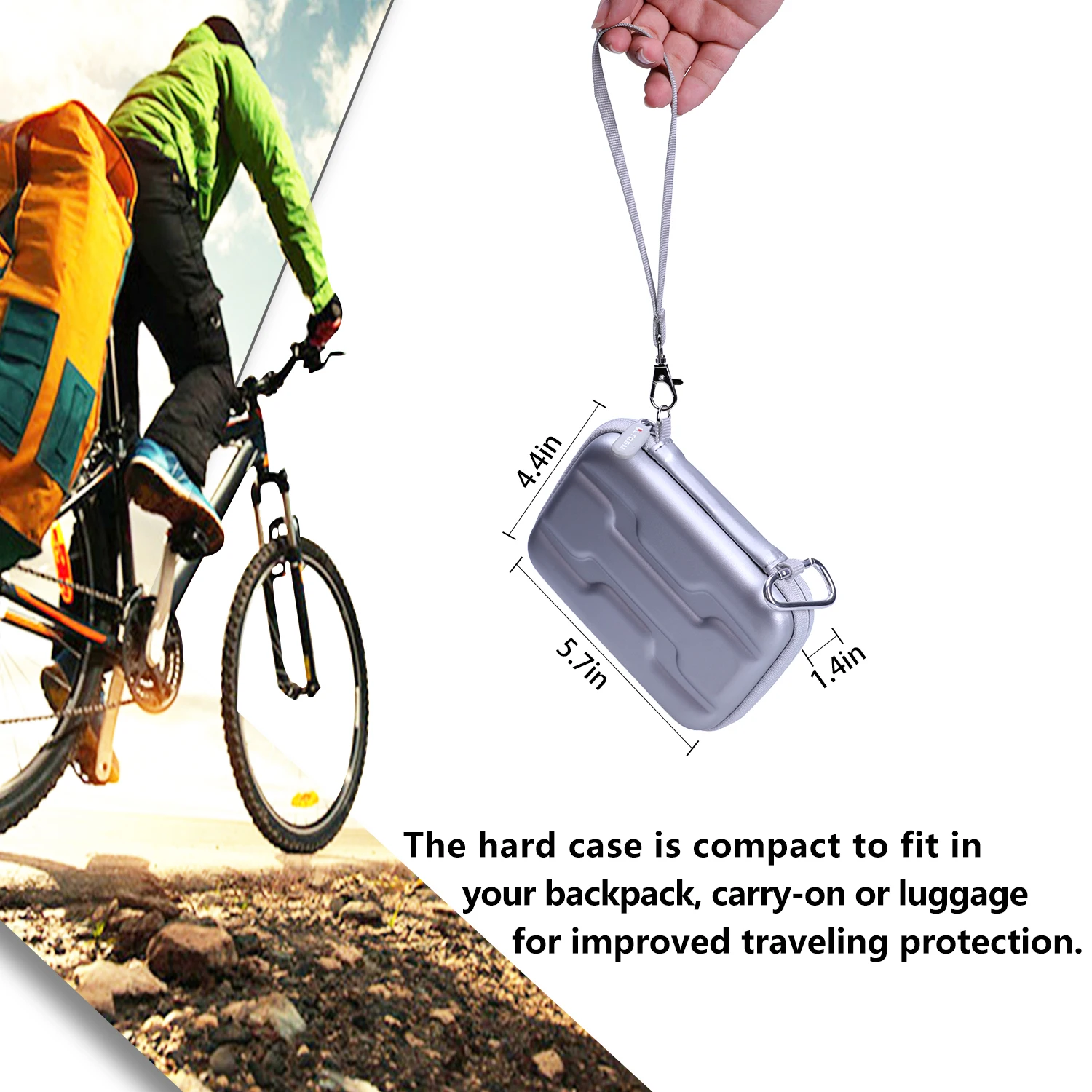 Custodia Protettiva Per LaCie Rugged 1TB/2TB/4TB/5TB, In PU+EVA Con Tasca A Rete E Cinghia Da Polso, Nero E Arancione