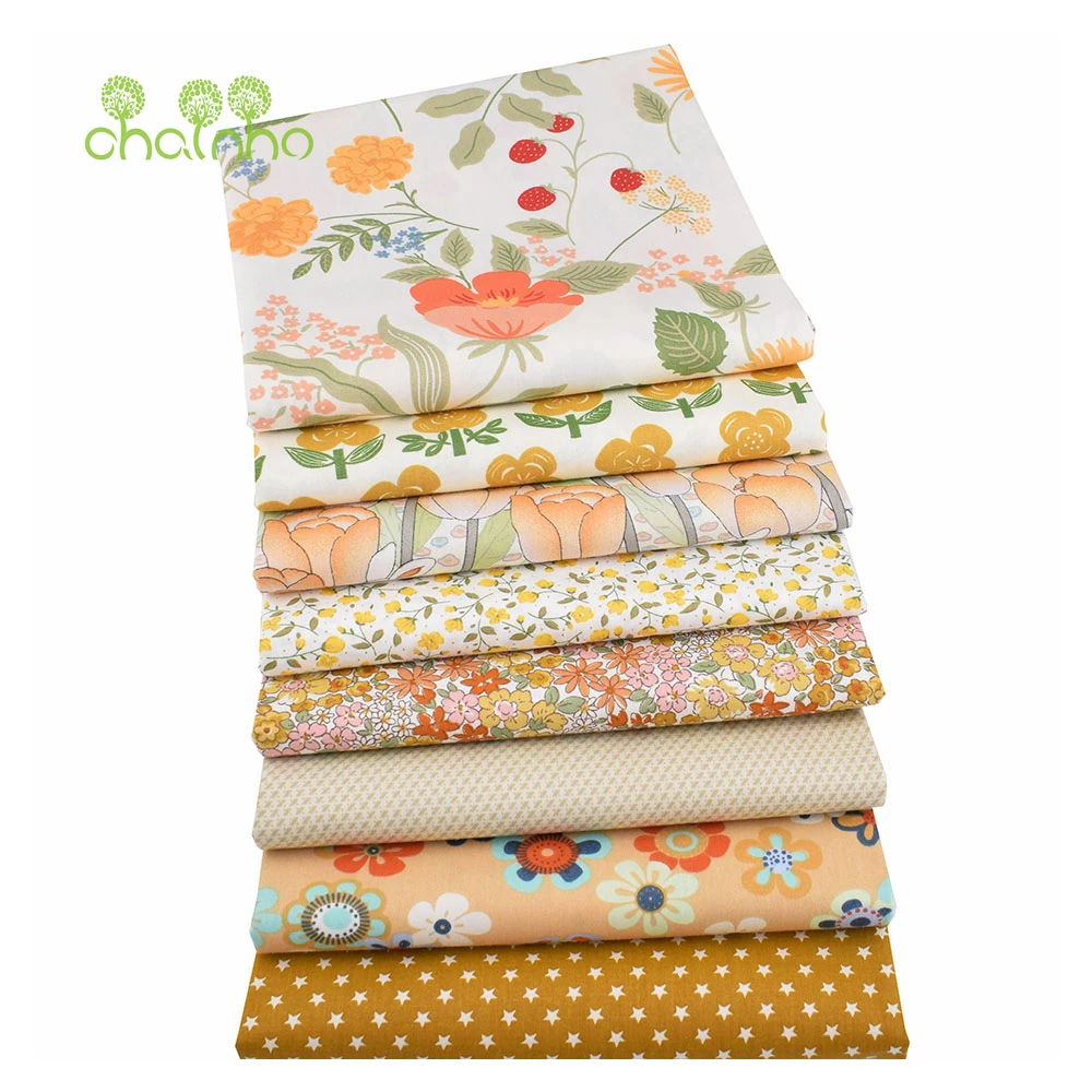 Chainho,Ginger Floral Printed Twill Cotton Fabric,Patchwork Clothes,DIY Sewing Quilting Baby & Children's Home Textiles Material