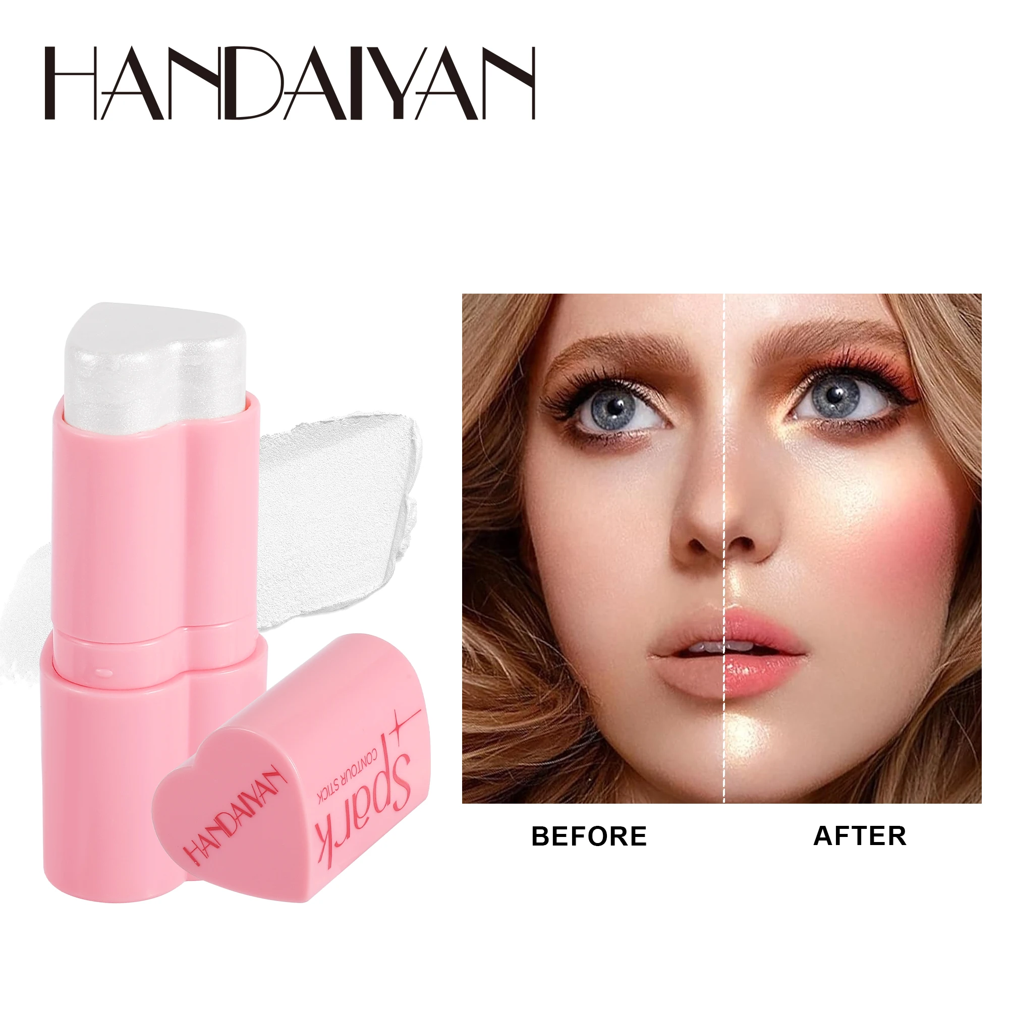 Heart Shaped Blush Stick Contour Highlighter Face Brightening Women Cosmetics