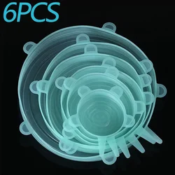 6 - Piece Reusable Silicone Stretch Lids for Food Storage and Kitchen Use (Round green)