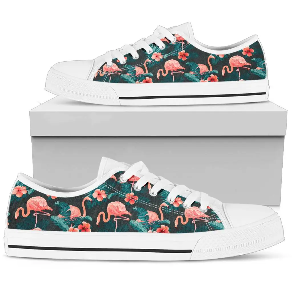 

BKQU Women Sport Shoes Black White Flamingo Prints Ladies Vulcanized Sneakers Casual Wedge Walking Shoes Women Shoes