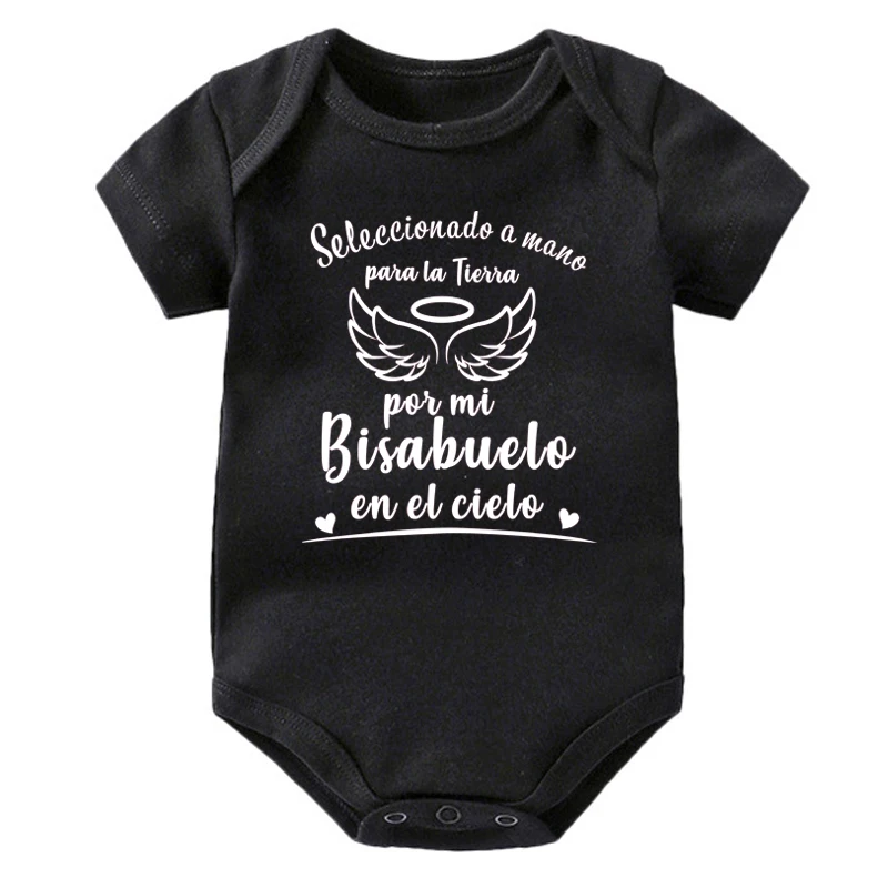Seleccionado a mano para la Tierra por mi bisabuelo en el cielo Baby Bodysuit Cotton Short Sleeve Body Baby Boy Girl Rompers 3