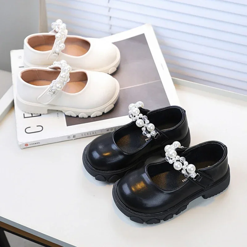 Girl's Shoes Spring Autumn Luxury Kids Fashion Leather Shoes Thick Sole Causal Children Performance Black Mary Jane Simple