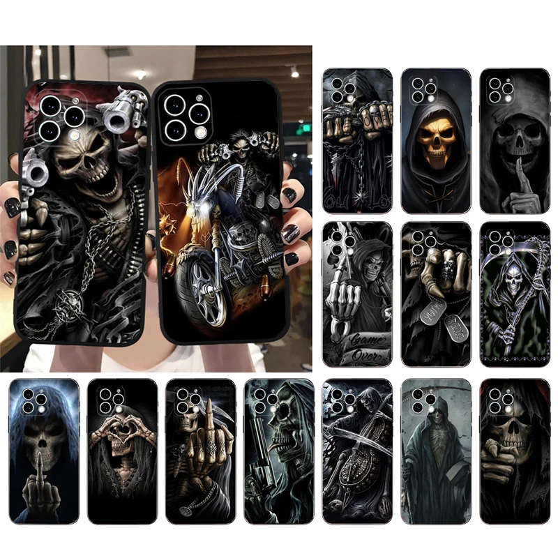 

Grim Reaper Skull Art Phone Case For iphone 15 14 Pro Max 13 12 11 Pro Max 12mini 14 Plus Case Funda