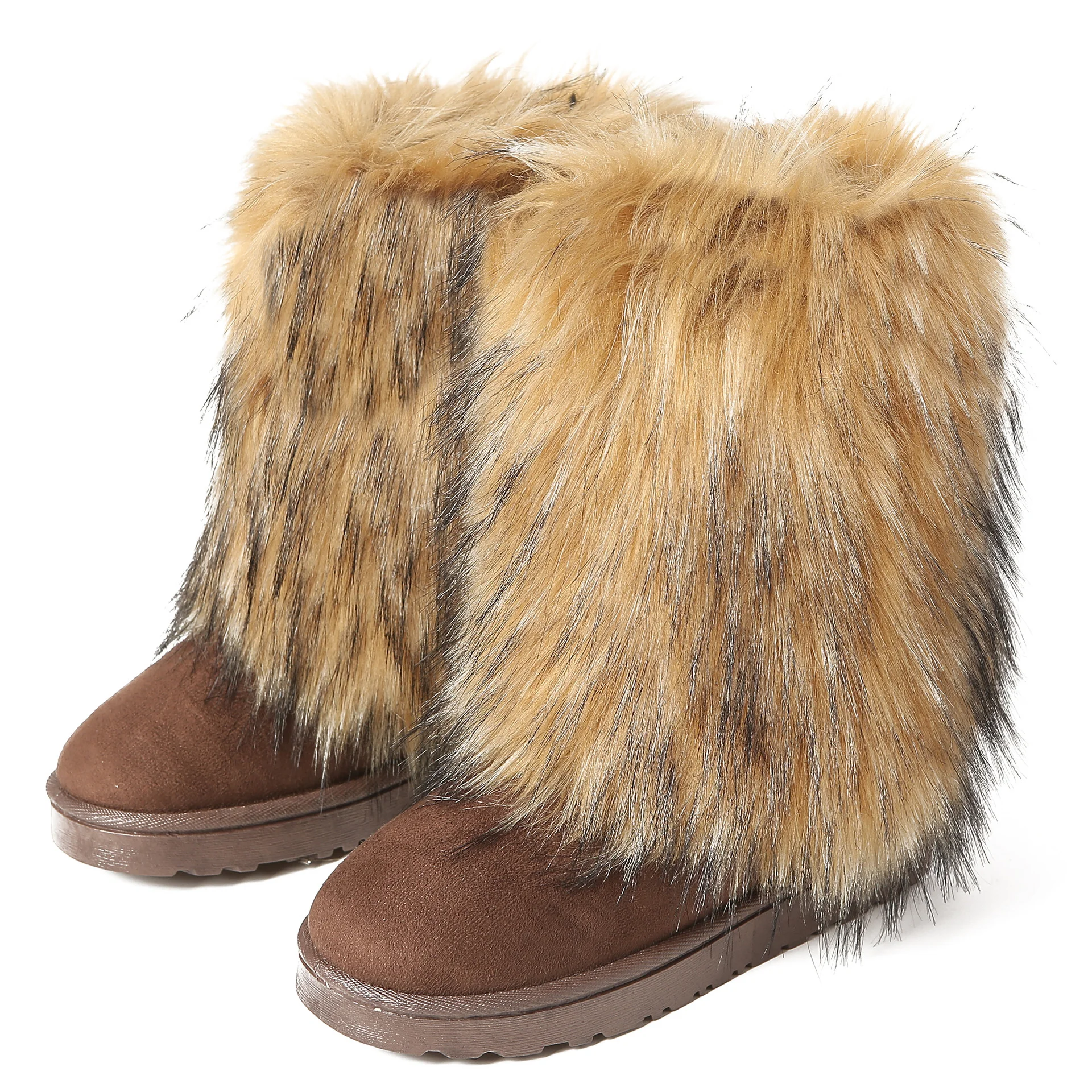 

New Long Fur Boots Women's Winter Y2K Spicy Girl Fashion Thick Sole Mid Length Boots Imitation Fur Snow Boots